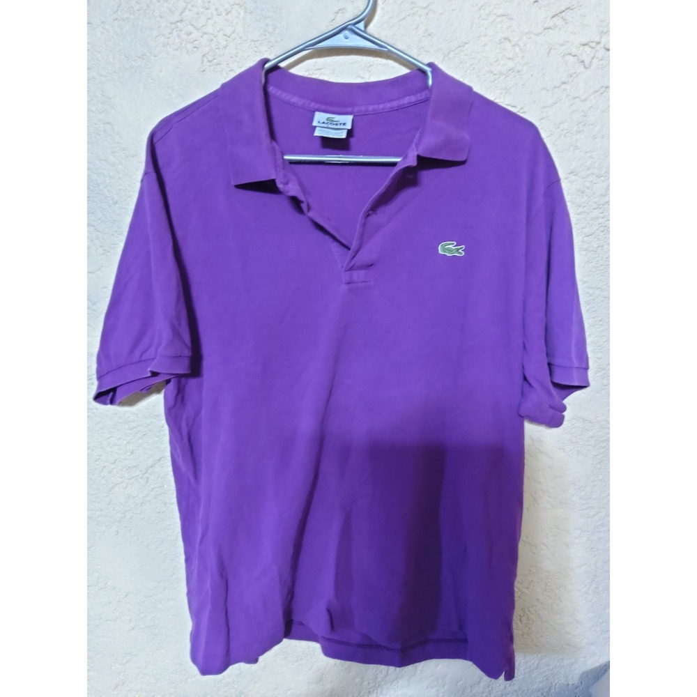 Lacoste Mens Purple Cotton Pique Short Sleeve Polo Shirt Size Lrg